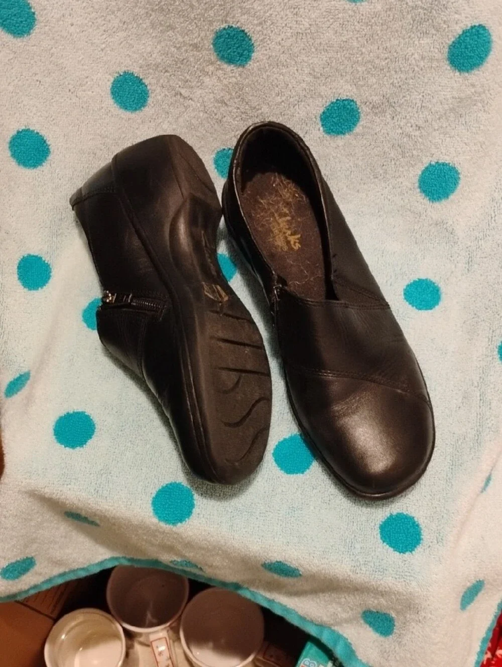 Clarks Women's Black Leather Slip-On Comfort Shoes